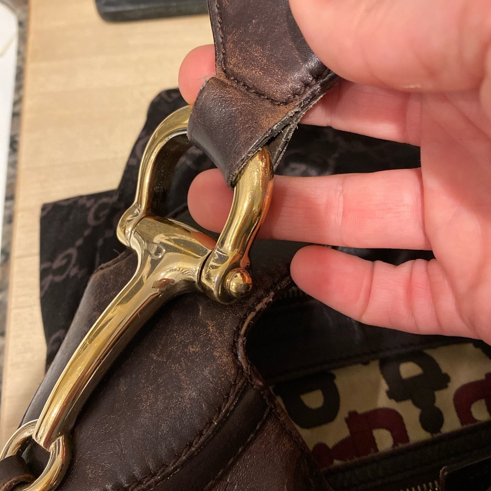 Gucci Monogram Brown leather hobo bag (authentic) - Picture 8 of 16